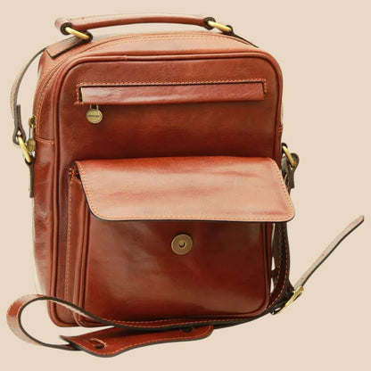 Leather Shoulder Bag With Front Pocket - Image 8 | Bufalo d'Oro