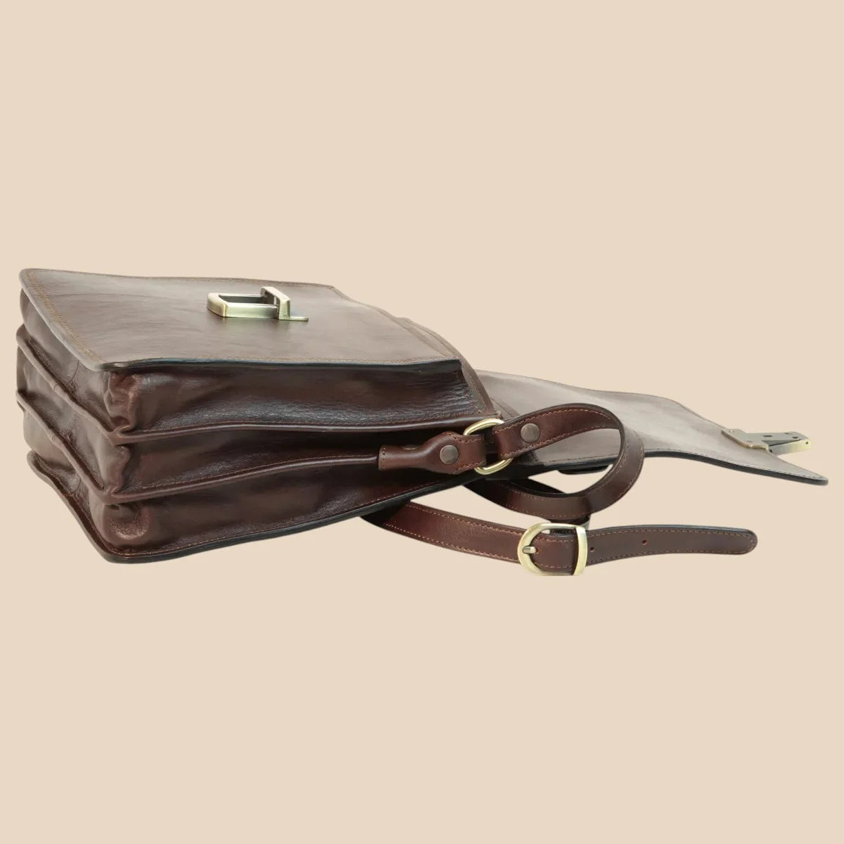 Leather Crossbody Satchel Bag - Image 19 | Bufalo d'Oro