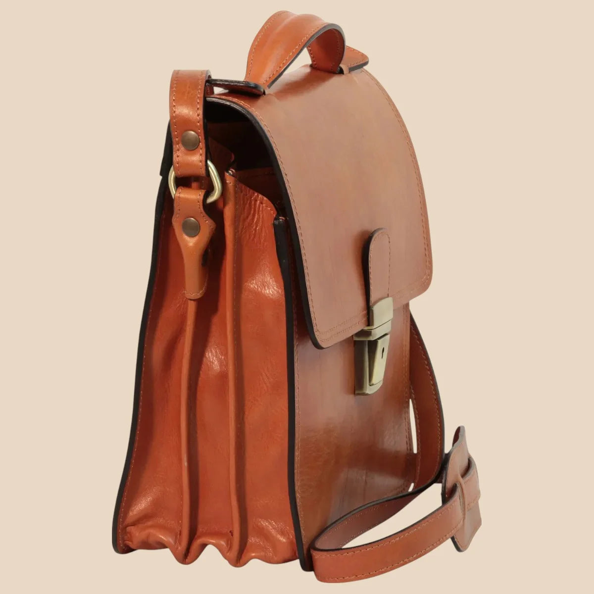 Leather Crossbody Satchel Bag - Image 13 | Bufalo d'Oro