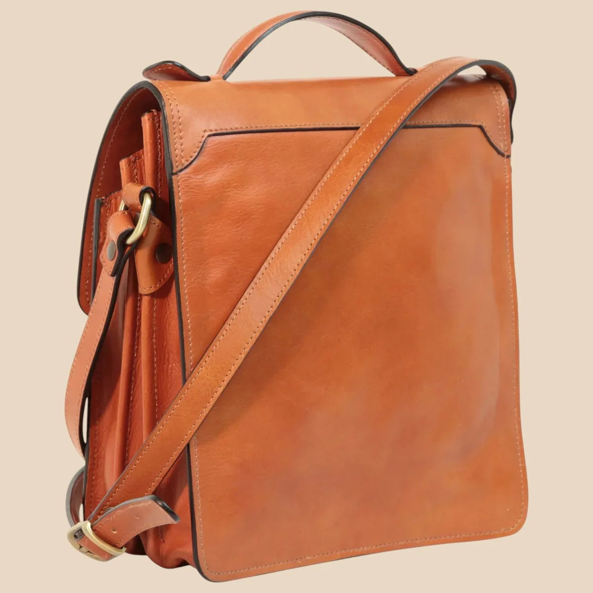 Leather Crossbody Satchel Bag - Image 7 | Bufalo d'Oro